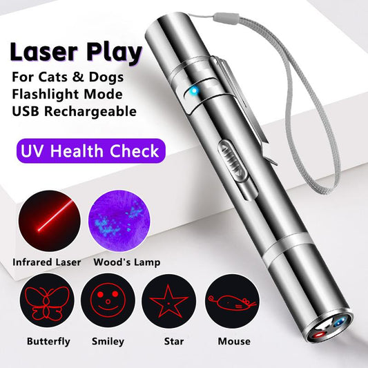 Gift for Pets,Usb Rechargeablelaser Pet Toy,1 Count 5 Adiustable Modes Petsinteractive Light Toy for Cats & Dogs, Pet Training Toy,Indoor & Outdoor Pet Toys