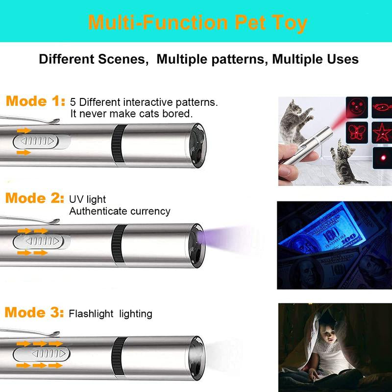 Gift for Pets,Usb Rechargeablelaser Pet Toy,1 Count 5 Adiustable Modes Petsinteractive Light Toy for Cats & Dogs, Pet Training Toy,Indoor & Outdoor Pet Toys